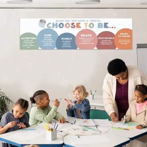 Miniatura 3 de Andaz Press Cartel grande de 13 x 48 pulgadas para aula con texto en inglés «Kindness Growth Mindset» para profesores, tablón de anuncios, Carteles