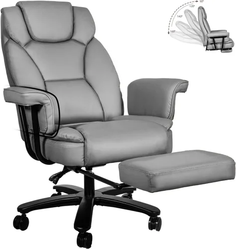 Miniatura 9 de Silla de oficina reclinable con reposapiés, sillas de escritorio de oficina en casa grandes y altas, 400 libras con respaldo alto, asiento ancho