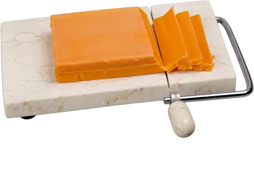 Creative Home Cortador de mantequilla de queso de mármol champán natural, 5 pulgadas de largo x 8 pulgadas de ancho, beige