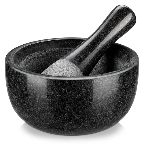 Miniatura 8 de Velaze Juego de mortero y mortero de mármol, mortero de 5.1 pulgadas y capacidad de 1.25 tazas, trituradora y trituradora resistente para especias