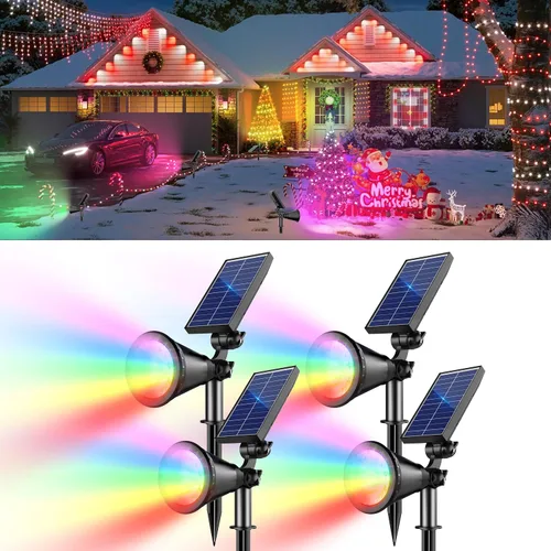Miniatura 14 de Luces solares para exteriores impermeables, 36 LEDs 1000LM Focos solares ajustables para exteriores, iluminación de paisaje 2 en 1 alimentada por