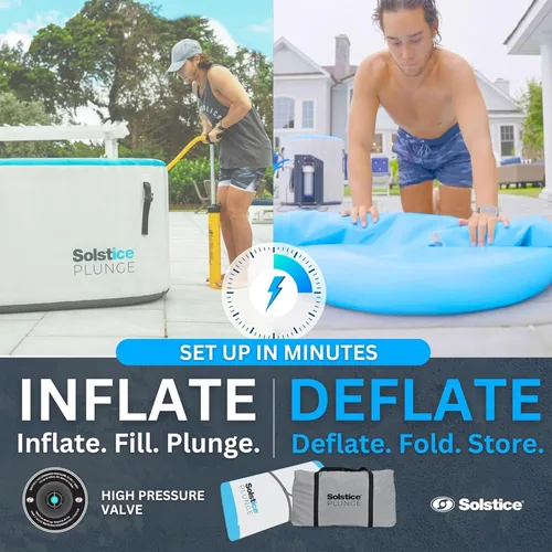 Miniatura 6 de SOLSTICE Bañera fría para 1-2 personas, bañera inflable con tapa aislada, capacidad de 100 galones, incluye bomba, interior espacioso de 30 pulgadas