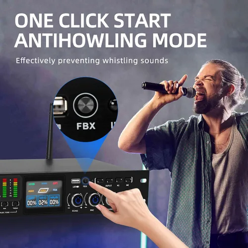 Miniatura 4 de K-6 Mezclador Profesional de Karaoke Digital de Pre-Escenario Efector Anti-aullido Procesador de Audio Mezclador de Karaoke Reverberator con Efecto