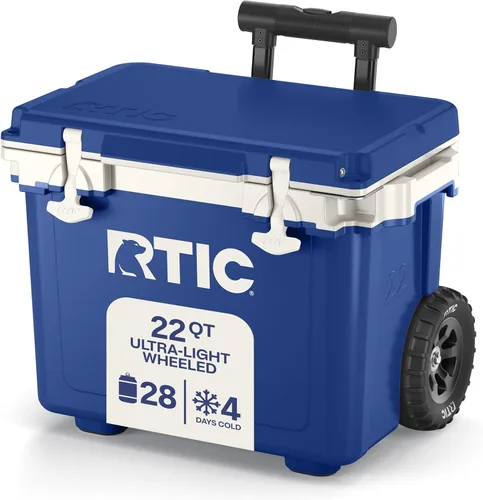RTIC - Enfriador con ruedas ultraligero de 22 cuartos de galón con asa, caja de hielo portátil aislada para playa, bebidas, camping, picnic, pesca,