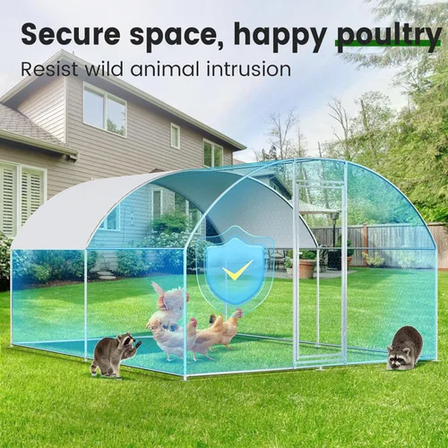 Miniatura 4 de Gallinero Grande de Metal Casa de Pollos Gallineros para Más que Pollos Jaula de Aves de Corral con Cubierta Impermeable para Conejos Patos