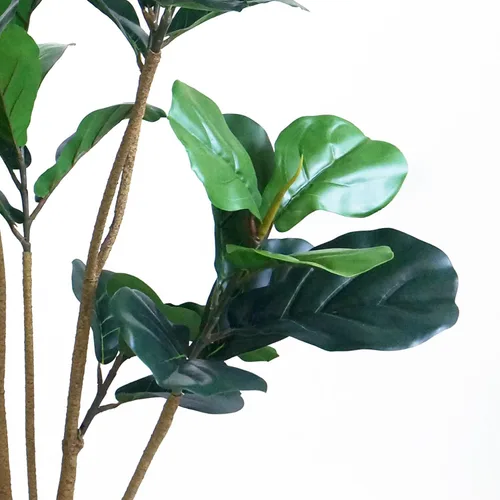 Miniatura 4 de Árbol artificial en macetero contemporáneo con patrón de margaritas, árbol de seda falso Ficus Lyrata para decoración del hogar en interiores