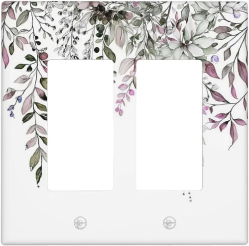 Miniatura 50 de Cubierta decorativa para interruptor de luz, diseño de pájaros y flores florales en blanco y negro, 2 bandas, cubierta decorativa para pared, placa