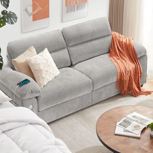 Miniatura 7 de Ihanherry Sofá Moderno de 2 Plazas para Sala de Estar, Sofás de Chenilla con Ancho y Profundidad de Asiento Extra Grandes, Puerto de Carga USB/Tipo