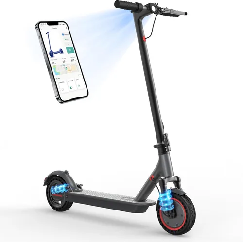MAXSHOT Electric Scooter for Adults, 8.5/14" Tires, 19/22Mph, 350W/500W Motor, 16-28 Miles Range, Folding E-Scooter with Dual Suspension,APP Control