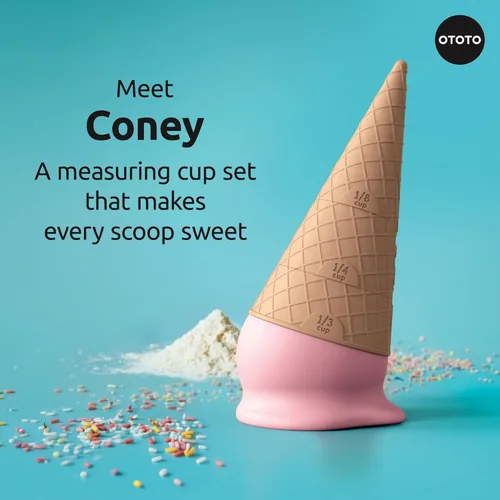 Miniatura 2 de OTOTO Coney Ice Cream Measuring Cups Set – Detachable Plastic Measuring Cup Set for Baking & Cooking, Cute Measuring Cups for Liquid, Cute Baking