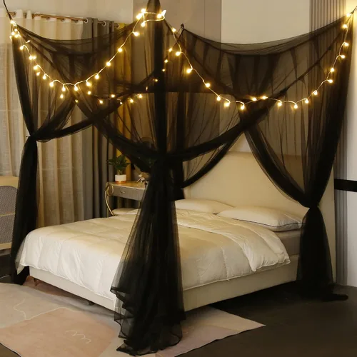 Miniatura 14 de Mengersi Dosel para Cama, Cortinas de Dosel para Cama, Cortinas de Cama para Camas Full Queen King, Red Mosquitera Cortinas de Cama para Patio