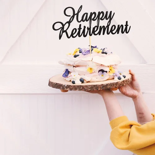 Miniatura 6 de Happy Retirement Cake Topper Retirado Cake Pick Jubilado Tema de Jubilación Fiesta de Cumpleaños Decoraciones Suministros - Negro Glitter
