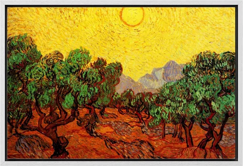 Miniatura 17 de Van Gogh - Lienzo con diseño giclée de olivos con cielo amarillo y sol, arte de pared de galería, estirado y enmarcado, listo para colgar, 24 x 36