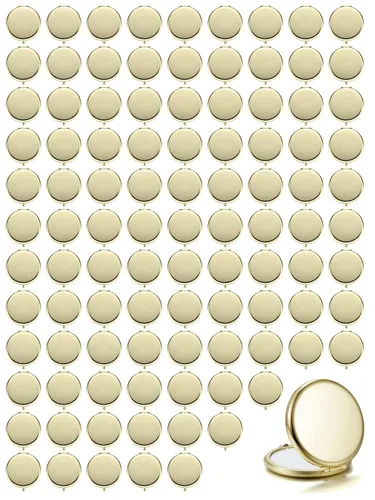 Miniatura 14 de Espejo compacto a granel, juego de 2 espejos de maquillaje de doble cara 1X/2X con aumento para monedero (redondo, dorado)