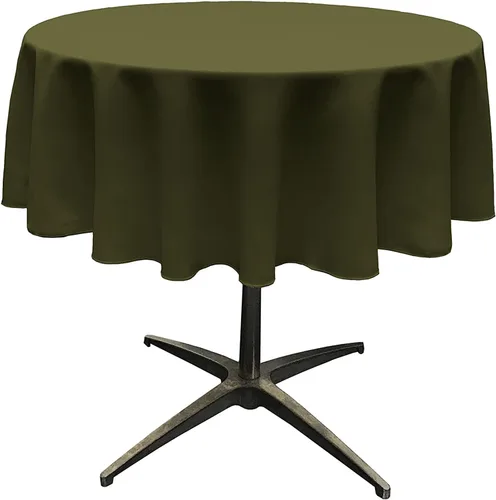 Miniatura 147 de LA Linen - Mantel redondo lavable de popelina de poliéster, resistente a manchas y arrugas, 51", mantel de tela para comedor, cocina, fiesta, Negro