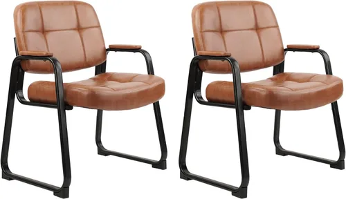 Miniatura 16 de CLATINA Big & Tall - Silla de invitados para sala de espera de 500 libras, silla de recepción de oficina de cuero sin ruedas con brazos acolchados