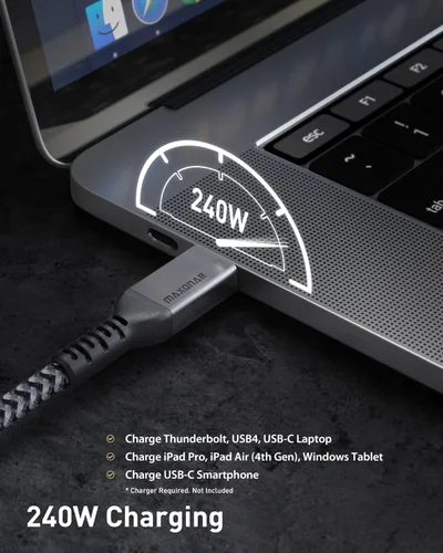 Miniatura 4 de Maxonar Cable Thunderbolt 4, compatible con sincronización de datos de 40 Gbps, carga de 240 W y 8K/5K a 60 Hz para dispositivos Thunderbolt 4/3