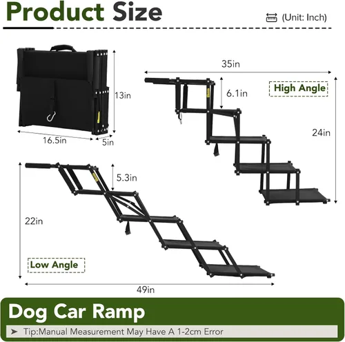 Miniatura 2 de Escaleras plegables para perros para automóvil, SUV y camión, rampa para mascotas de 5 escalones con superficie antideslizante, escalones portátiles
