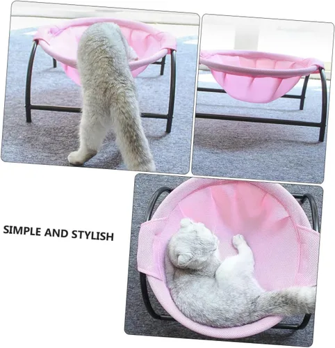 Miniatura 2 de Happyyami Elevated Cat Hammock Bed for Pets Breathable Mesh Lounge Sturdy Design for Use Stylish Elevated Pet Nest for Cats Dogs for Relaxation and
