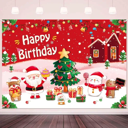 Miniatura 11 de Banner Telón de Fondo Feliz Navidad Suministros de Decoraciones de Fiesta Navideña de Santa Nieve Invernal Árbol de Navidad Fiesta Navideña Fondo