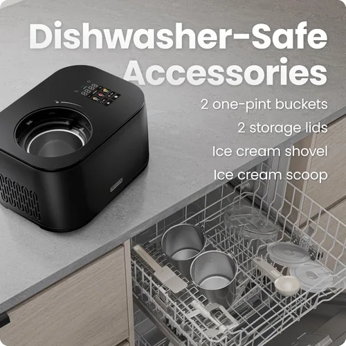 Miniatura 8 de Chefman Iceman Fabricante de Helado, Sin Necesidad de Pre-Congelación con Compresor Integrado, Hace Helado, Yogur Congelado, Sorbete, Sorbet, Hielo