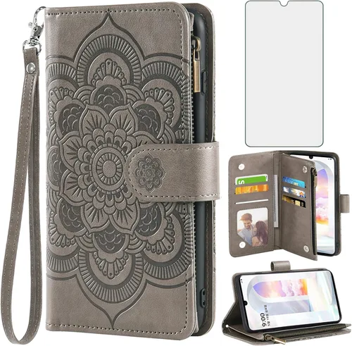 Asuwish Compatible con LG Velvet 5G/LGVelvet Verizon G5 UW T-Mobile 2020 - Funda tipo cartera y protector de pantalla de vidrio templado, soporte