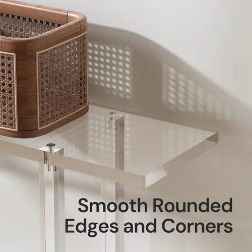 Miniatura 5 de Mesa consola estrecha de acrílico para entrada, 7.6 pulgadas de profundidad x 39.4 pulgadas de ancho x 31.5 pulgadas de alto, patas cuadradas, mesa