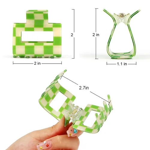 Miniatura 7 de Airsky Paquete de 6 pinzas para el cabello a cuadros, pinzas cuadradas medianas para el cabello, 2 x 2 x 1.1 pulgadas, talla única, diseño