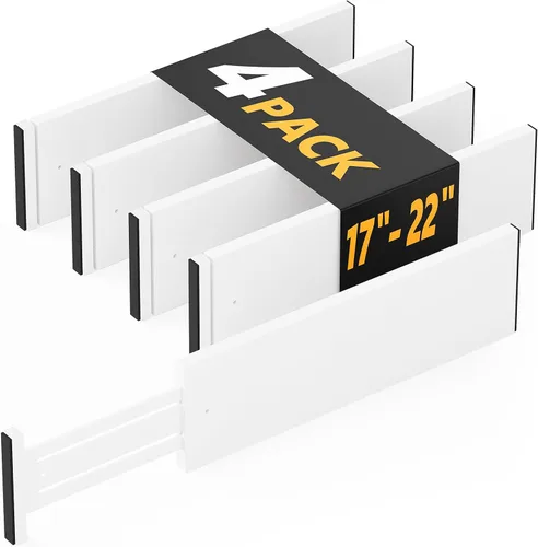 Miniatura 16 de SpaceAid Paquete de 4 separadores de cajones de bambú, 4.65 pulgadas de alto ajustable de 12.5 a 17 pulgadas, organización expandible para ropa