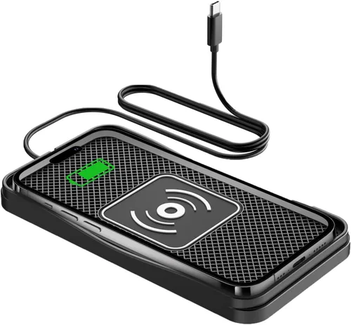 Cargador inalámbrico para automóvil, cargador inalámbrico máximo de 15 W para automóvil, almohadilla de carga antideslizante compatible con iPhone