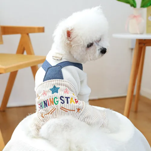 Miniatura 30 de Ropa de invierno para perros, camisas a cuadros para mascotas, elegante mono con babero para perros pequeños, lindos dibujos animados, monos