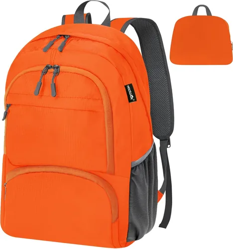 HOLYLUCK Mochila plegable de senderismo ligera de 20L para hombres y mujeres, bolsa de hombro plegable al aire libre para viajes pequeños, naranja