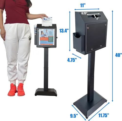 Miniatura 3 de Caja de sugerencias con soporte, caja de ofertas de pie, con cerradura de combinación de metal, caja fuerte para votar, caridad, donación, iglesia