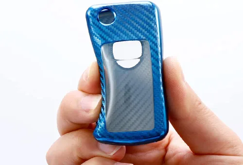 Miniatura 5 de SANRILY Funda para llavero con textura de fibra de carbono para VW Jetta Beetle Tiguan Passat Golf R sin llave para Volkswagen con llaveros