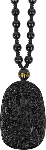 Miniatura 11 de Obsidian Guardian Buddha Amulet - Zodiac Feng Shui Necklace, symbolizing wisdom and wealth