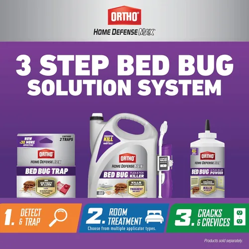 Miniatura 2 de Ortho Home Defense Max Control de insectos para cama de tres pasos con trampa para insectos, 1 galón de varita mata pulgas y chinches, y polvo mata