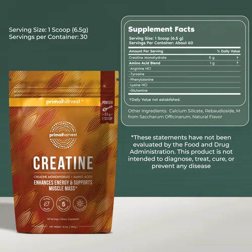 Miniatura 2 de Primal Harvest Suplemento en polvo de creatina para hombres y mujeres, fitness, entrenamientos y crecimiento muscular, para ayudar a promover