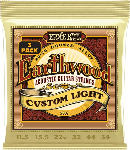 Miniatura 3 de Ernie Ball - Cuerdas personalizadas para guitarra acústica Earthwood de bronce 80/20, calibre medio, calibre 12.5-56 (P02005) (Paquete de 2)