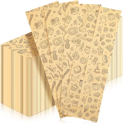 Miniatura 10 de Zhehao 200 bolsas de papel kraft, bolsas de churro, fundas de grasa para utensilios resistentes, cubiertos, galletas, panadería, dulces (negro)