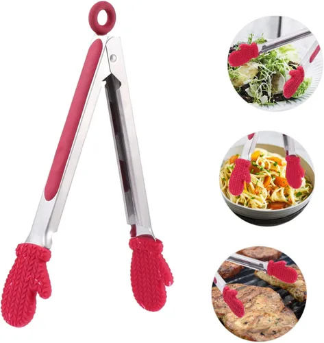 Miniatura 9 de SHOWERORO Pinzas de comida de Navidad, pinzas para servir alimentos, pinzas de pan de Navidad, herramientas multiusos, pinzas de limón, mini