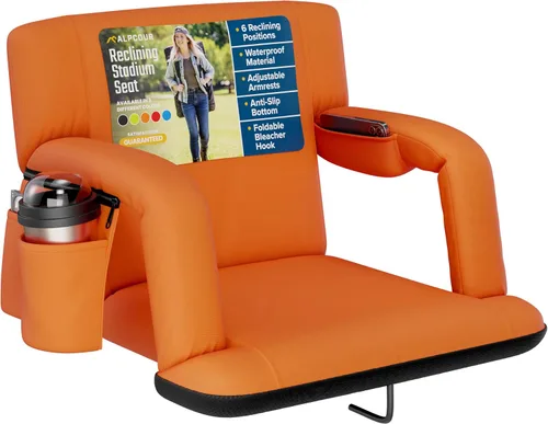 Miniatura 10 de Alpcour Asiento plegable para estadio – Silla de apoyo para adultos amplios reclinables de lujo para adultos para blanqueadores – Mejor extra grueso