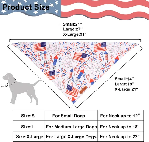 Miniatura 4 de ADOGGYGO Bandana para perro con bandera americana, bufanda para mascotas del 4 de julio en blanco y azul, tela duradera premium, ajustable, bandanas