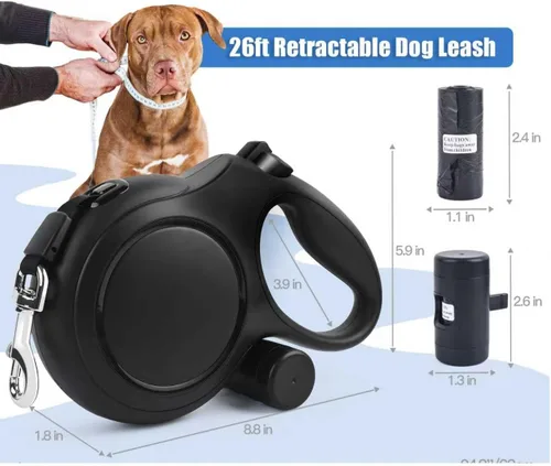 Miniatura 2 de Correa retráctil para perro de 26 pies, correa retráctil resistente para mascotas con agarre antideslizante para perros medianos a grandes de hasta