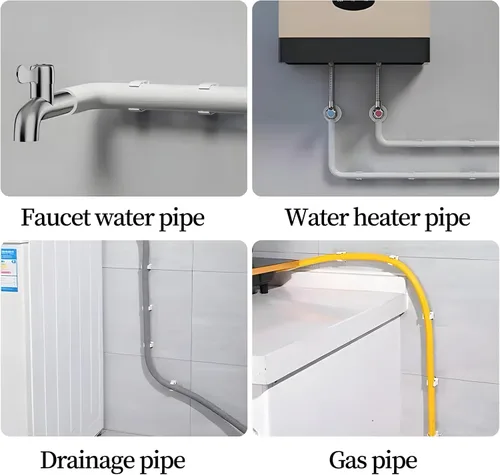 Miniatura 6 de Hordion 100 abrazaderas de PVC en forma de U para tuberías de agua de 1/2 pulgada (0.630 in), bandejas de TV, tubo, colgador de manguera, soporte