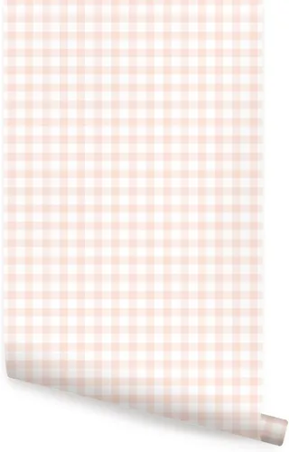 Simple Shapes Papel tapiz con patrón de cuadros de color rosa pálido, despegar y pegar (hoja individual de 2 x 9 pies)