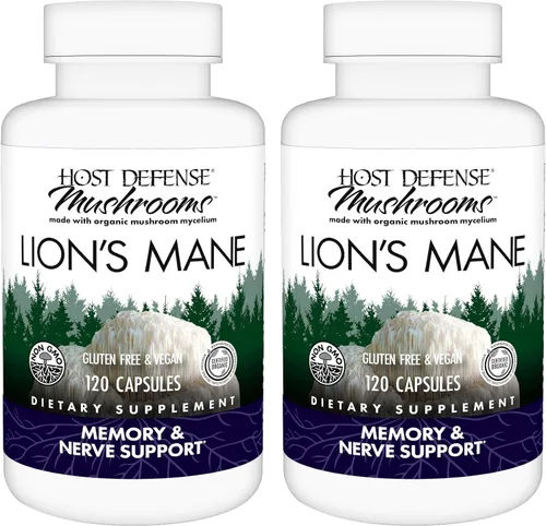 Miniatura 12 de Host Defense Mushrooms Lion's Mane - Cápsulas de suplemento para apoyo a la salud cerebral - Soporte de hongos para concentración y función