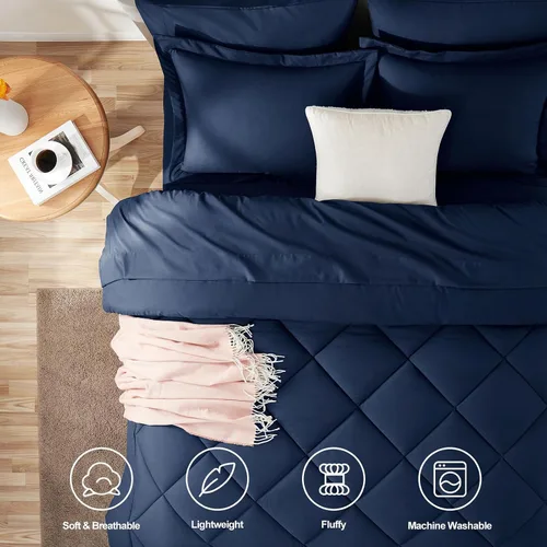 Miniatura 100 de CozyLux Juego de edredón tamaño King, color naranja quemado, toda la ropa de cama en una sola bolsa, 7 piezas: edredón, fundas de almohada