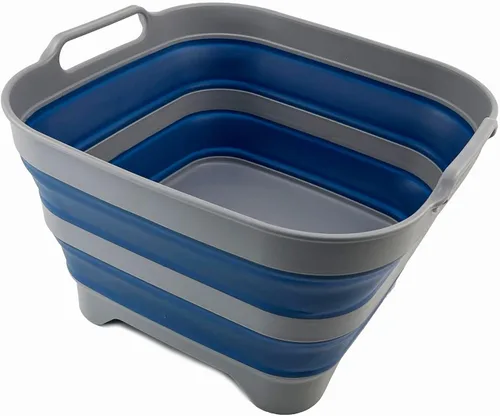 Miniatura 9 de SAMMART Sartén de plástico plegable de 10 L (2.6 galones) con tapón de drenaje, tina de lavado portátil, bañera plegable, almacenamiento de cocina