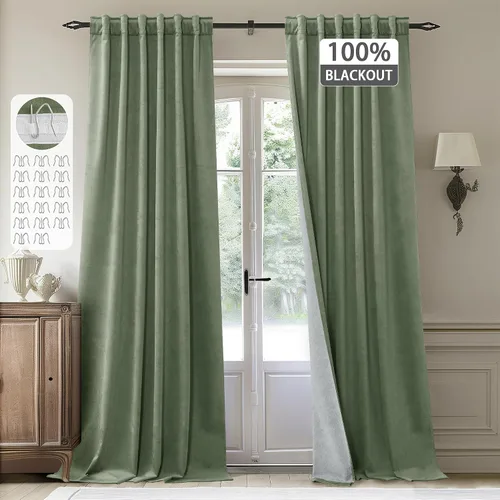 Miniatura 29 de StangH Cortinas de terciopelo súper suaves con pestaña trasera, cortinas azul marino para puerta corredera, decoración de lujo, cortinas opacas