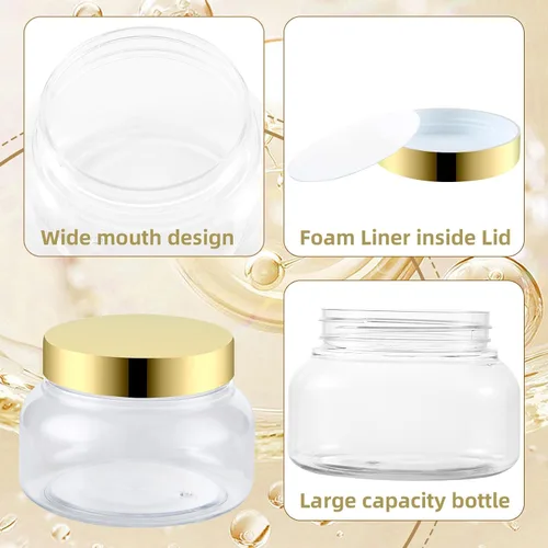Miniatura 3 de Paquete de 24 recipientes de plástico de 8 onzas con tapas y etiqueta impermeable sin BPA - Recipientes de cosméticos transparentes rellenables